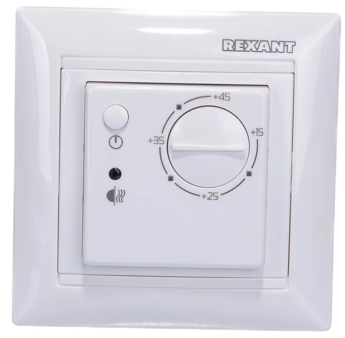 Терморегулятор механический RX-308B (белый) REXANT (совместим с Legrand Valena) 51-0562-1 - фото 43731