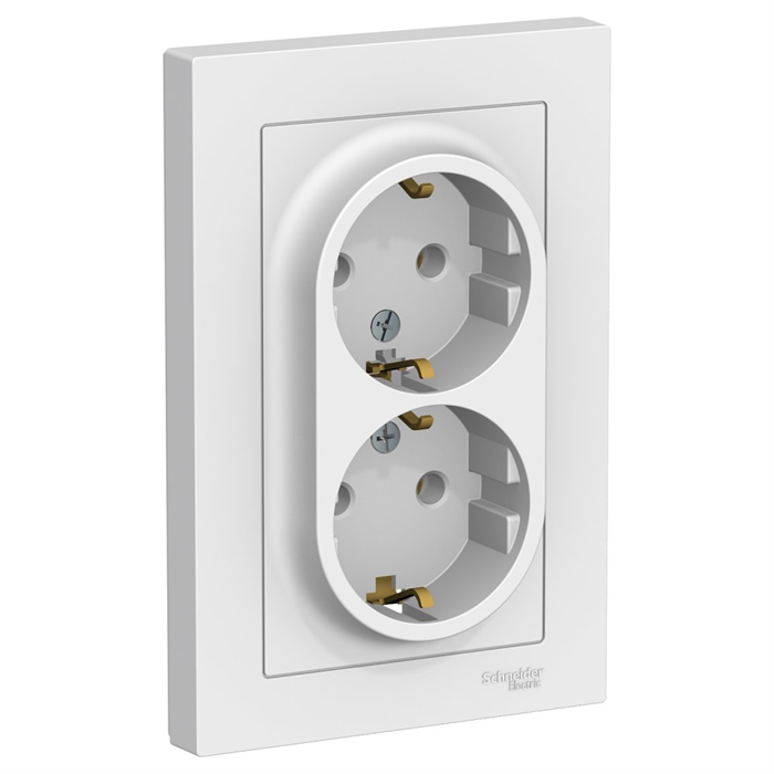 Розетка 2гн с З/К с/у белый в сборе 16А AtlasDesign Systeme Electric (1/10) ATN000124 - фото 5945