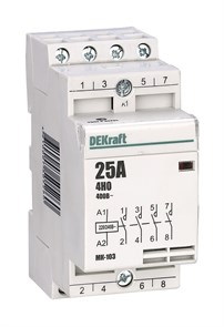 Модульный контактор 4НО 25А 230В МК-103 DEKraft 18067DEK