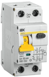 Дифф. автомат 2Р 32А 30мА 6кА С АВДТ32 IEK MAD22-5-032-C-30