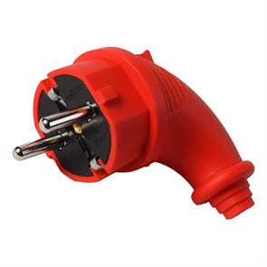 Вилка Smartbuy, угловая каучуковая 230В, 2P+PE, 16A, IP44 красная (SBE-16-P09-Rr) SBE-16-P09-Rr