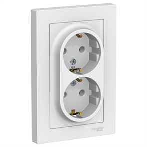 Розетка 2гн с З/К с/у белый в сборе 16А AtlasDesign Systeme Electric (1/10) ATN000124