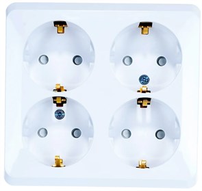 Розетка 4гн с З/К шторки о/у белый 16А IP20 Этюд Systeme Electric (1/5) PA16-208B