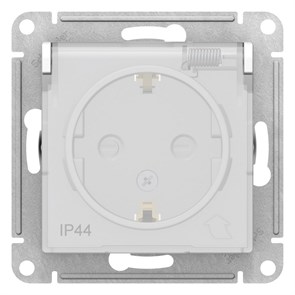 Розетка 1гн с З/К с крыш. шторки с/у белый механизм 16А IP44 AtlasDesign AQUA Systeme Electric (15) ATN440146
