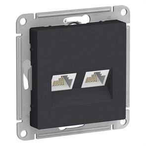 Компьютерная розетка Schneider Electric ATLAS двойная RJ45+RJ45 IP 20 карбон ATN001085