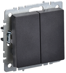 BRITE Выключатель 2-клавишный проходной 10А ВС10-2-6-БрЧ черный IEK BR-V22-0-10-K02