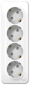 Розетка 4гн с З/К шторки о/у белый изол.пласт. 16А IP20 Blanca Systeme Electric (1/4) BLNRA011411