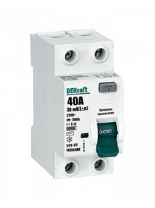 УЗО 2Р 40А 30мА 6кА AC УЗО-03 DEKraft 14209DEK