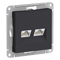 Компьютерная розетка Schneider Electric ATLAS двойная RJ45+RJ45 IP 20 карбон ATN001085 - фото 6043